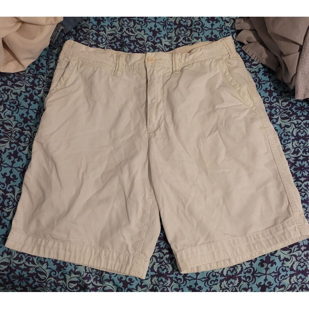 Polo Ralph Lauren Shorts Mens 32 White Cargo‎ Baggy Skater Utility 10"